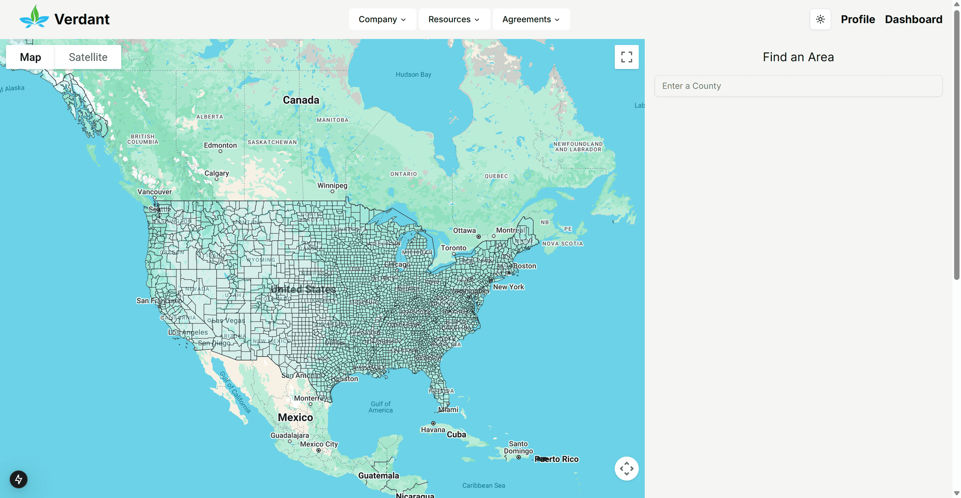 Dashboard landing page